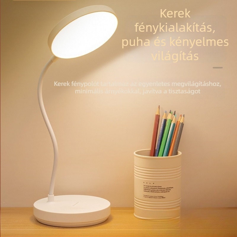 Szemvédő LED-es asztali lámpa, USB-táplálású, töltőre és hálózatról is működik, ideális tanulmányi Kollégiumokhoz és hálószobákhoz; olvasó- és éjjeli fény