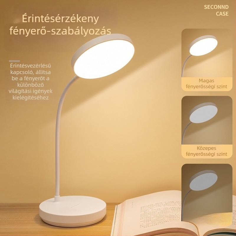 Szemvédő LED-es asztali lámpa, USB-táplálású, töltőre és hálózatról is működik, ideális tanulmányi Kollégiumokhoz és hálószobákhoz; olvasó- és éjjeli fény