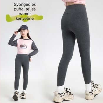 Gyerekeknek készült fleece-belelt leggings őszi-téli, cápa mintással, magas derék, 9/10 hossz, 91% pamut, anti-pilling