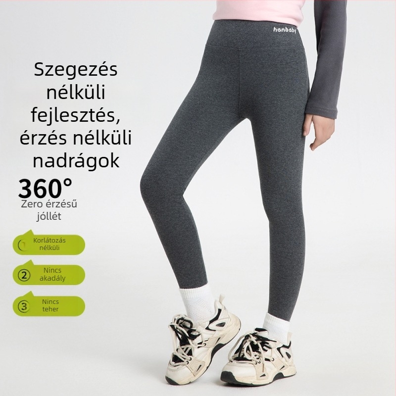 Gyerekeknek készült fleece-belelt leggings őszi-téli, cápa mintással, magas derék, 9/10 hossz, 91% pamut, anti-pilling