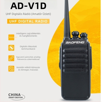 Baofeng AD-V1D titkosított, anti-zavaró walkie-talkie, 16 csatorna, akár 3 km, LiPo 1500mAh