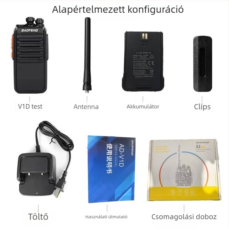 Baofeng AD-V1D titkosított, anti-zavaró walkie-talkie, 16 csatorna, akár 3 km, LiPo 1500mAh