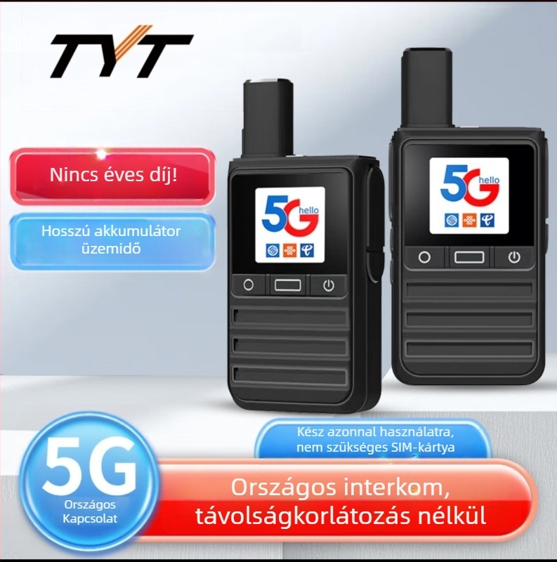 TYT K118 kétirányú rádió, 5G/4G/3G/2G hálózat, elméleti hatótáv >50 km, lítium-ion akkumulátor 3000 mAh, kijelző, porálló
