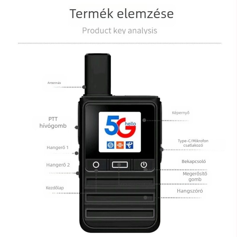 TYT K118 kétirányú rádió, 5G/4G/3G/2G hálózat, elméleti hatótáv >50 km, lítium-ion akkumulátor 3000 mAh, kijelző, porálló