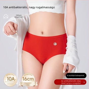 Piros női pamut alsónemű, középmagas derék, magas rugalmasság, antibakteriális, 95% pamut, 5% spandex, Solo Dance, egyszínű, nagy méret