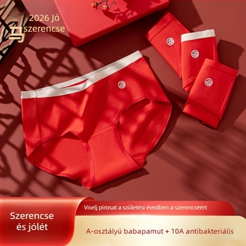 Piros női pamut alsónemű, középmagas derék, magas rugalmasság, antibakteriális, 95% pamut, 5% spandex, Solo Dance, egyszínű, nagy méret