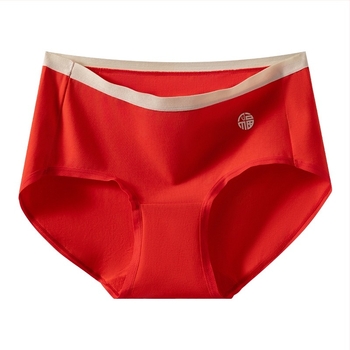 Piros női pamut alsónemű, középmagas derék, magas rugalmasság, antibakteriális, 95% pamut, 5% spandex, Solo Dance, egyszínű, nagy méret