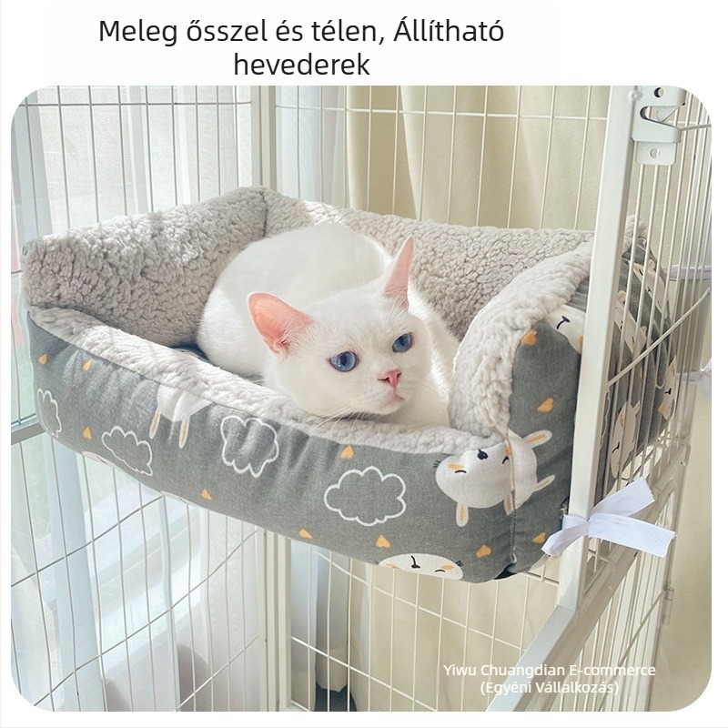 Speciális macska ketrechez készült matrac téli meleggel, fészek kiscicáknak és alvó platforma, megerősített a téli használathoz — Anyag: plüss; Származás: Németország; Márka: Xinji; Mosás: mosható; Telepítés: szabad