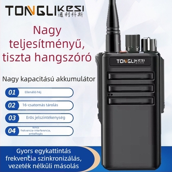 Walkie-Talkie magas teljesítményű kézibeszélő, 16 csatorna, frekvenciasáv 4000-470 MHz, kimeneti teljesítmény 5W, 3–5 km hatótávolság, Li-ion akkumulátor 3800 mAh