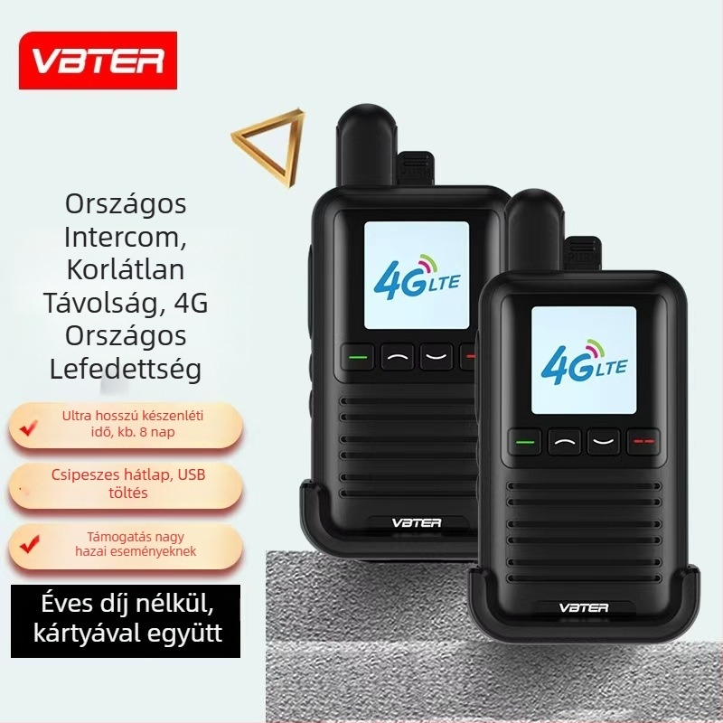 Walkie-talkie WBT-6.0cc, 400 MHz, >50 km hatótáv, 5G/4G/3G/2G hálózat, Li-ion 4900 mAh akkumulátor