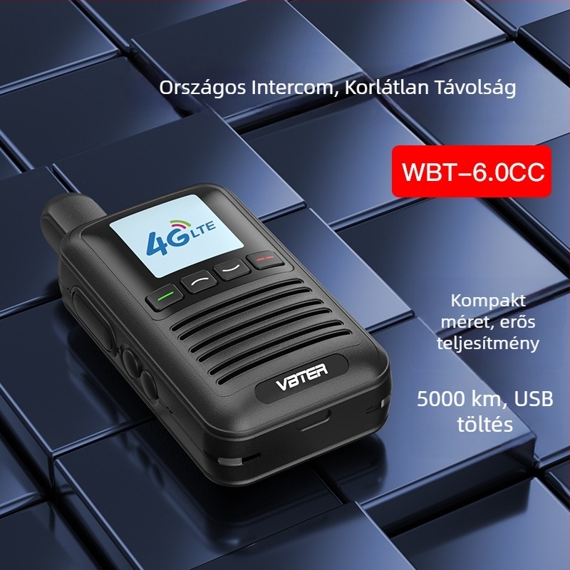 Walkie-talkie WBT-6.0cc, 400 MHz, >50 km hatótáv, 5G/4G/3G/2G hálózat, Li-ion 4900 mAh akkumulátor