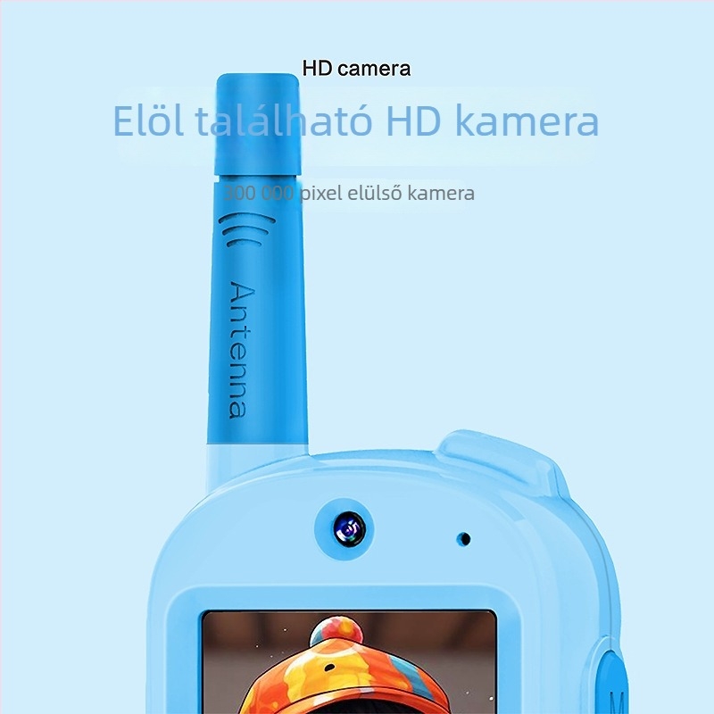 Gyerekeknek szánt walkie-talkie videó interkommal és kamerával, 3. generáció, hatótáv 1,5 km, kijelző