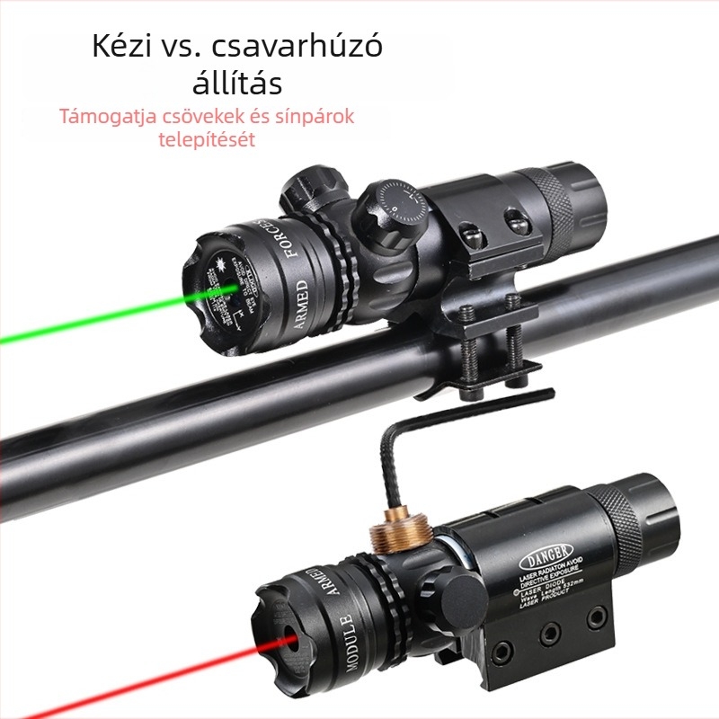 Zöld lézer célzó alacsony profilú csőcsipeszes szereléssel, anti-szeizmikus, két-tengelyes állítás