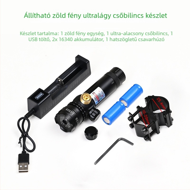 Zöld lézer célzó alacsony profilú csőcsipeszes szereléssel, anti-szeizmikus, két-tengelyes állítás