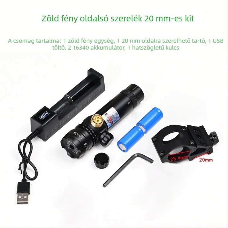 Zöld lézer célzó alacsony profilú csőcsipeszes szereléssel, anti-szeizmikus, két-tengelyes állítás