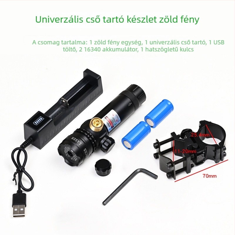 Zöld lézer célzó alacsony profilú csőcsipeszes szereléssel, anti-szeizmikus, két-tengelyes állítás