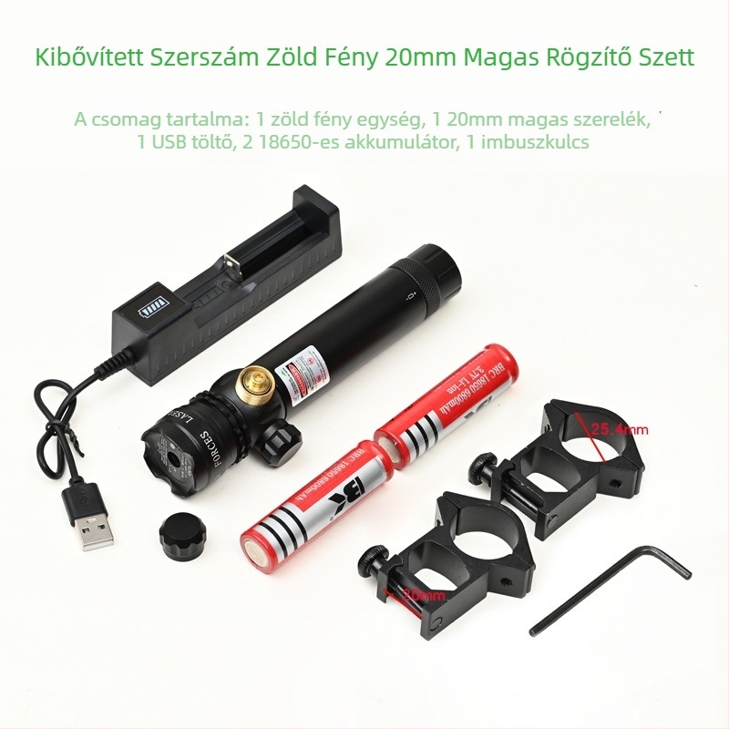 Zöld lézer célzó alacsony profilú csőcsipeszes szereléssel, anti-szeizmikus, két-tengelyes állítás