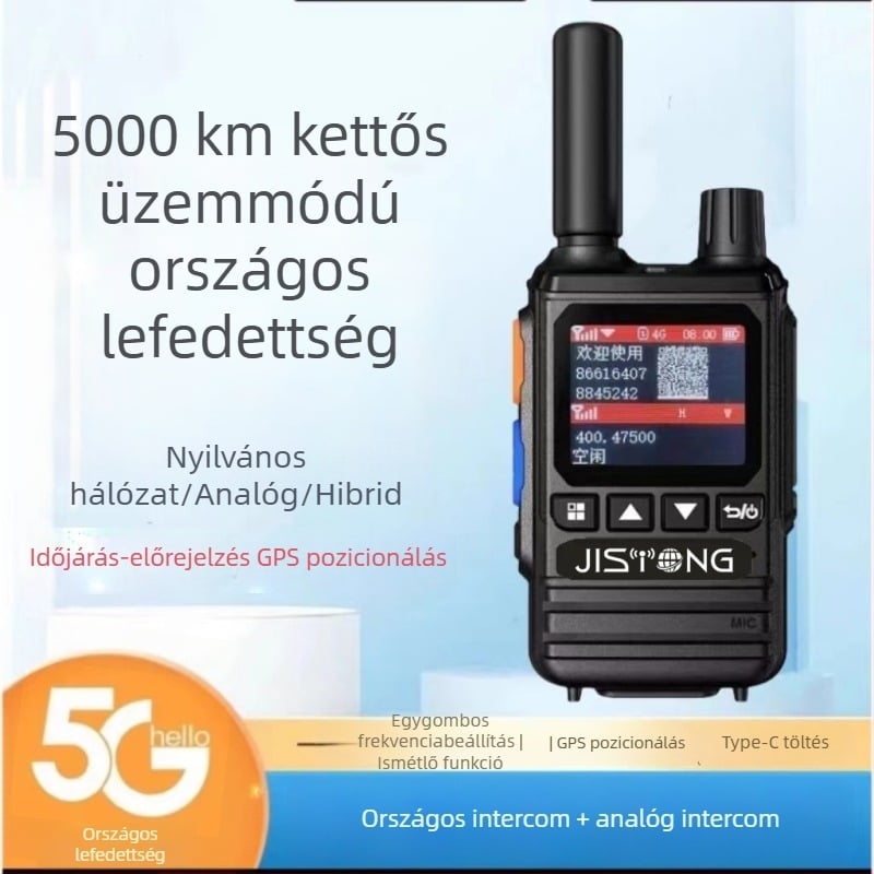 Kétmódos 4G Walkie-Talkie, 5000 km hatótávolság, SIM-kártya támogatás, kézi eszköz kültéri mentésekhez