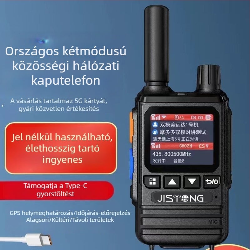Kétmódos 4G Walkie-Talkie, 5000 km hatótávolság, SIM-kártya támogatás, kézi eszköz kültéri mentésekhez