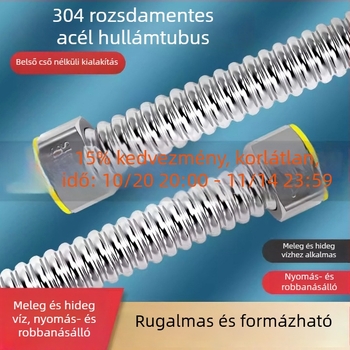 Rozsdamentes acél hullámos beömlőcső vízmelegítőhöz | 304 | 1.6 MPa | 0–90°C | kézi szerelés