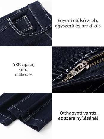 Női magas derekú fleece-bevonatos farmer, pamut-elasztán denim, egyenes szár, 9/10 hossz, téli 2025