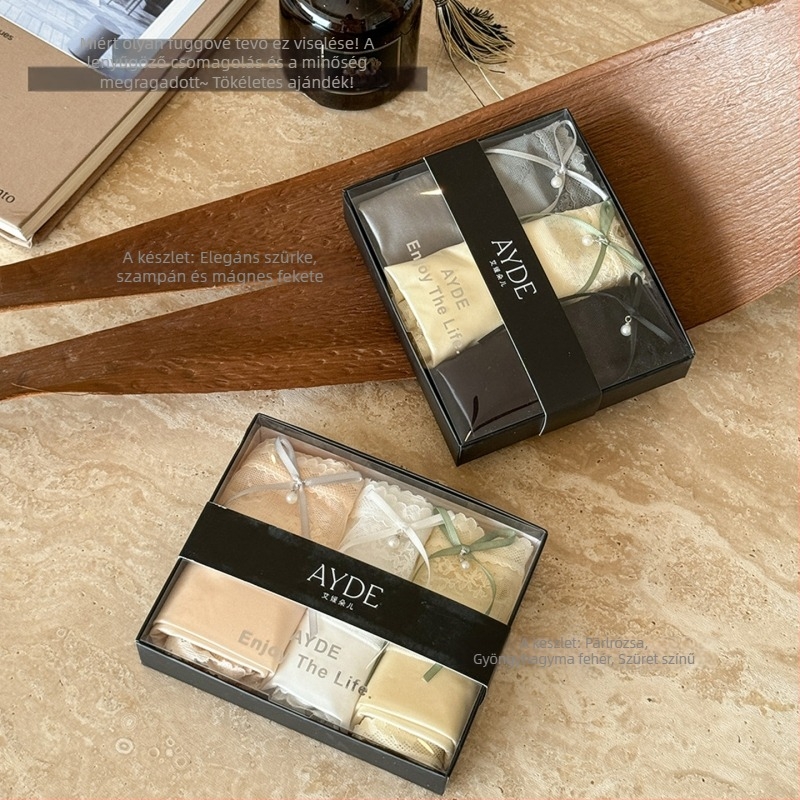 Női nylon alsónemű satin csipével és hálóval – középmagas derekú, jacquard szövés, antibakteriális, lélegző, gyorsan száradó