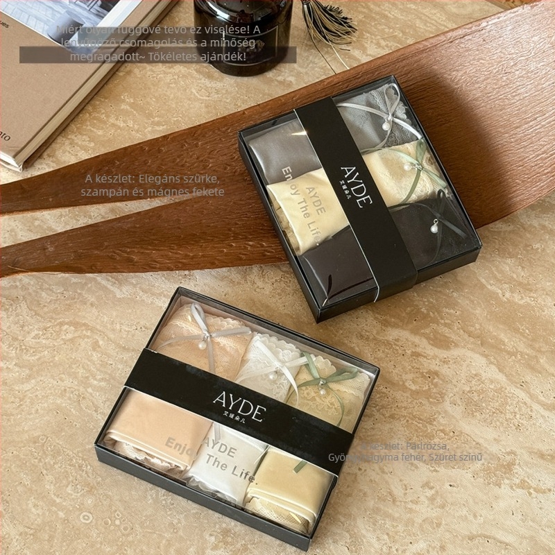 Női nylon alsónemű satin csipével és hálóval – középmagas derekú, jacquard szövés, antibakteriális, lélegző, gyorsan száradó