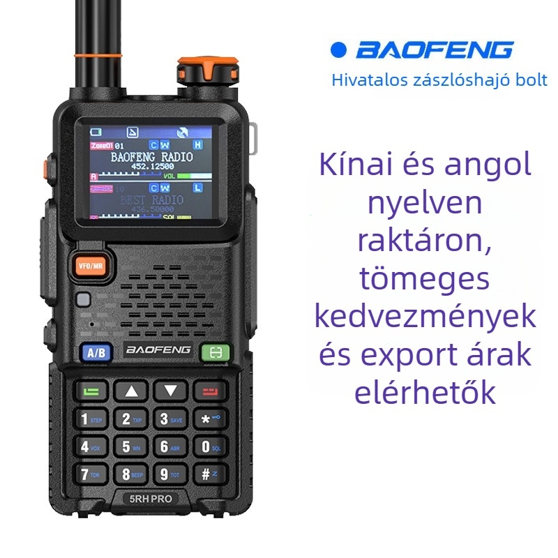 Baofeng UV-5RH PRO kézi rádió GPS helymeghatározással, Type-C töltés, 10W kimenet, 640 csatorna, kijelző