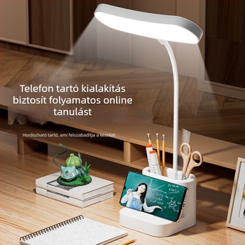 Clip-on tanulólámpa érintéses fényerőszabályozással, konnektoros tápegység, műanyag árnyékoló, 220V, CRI 80–89