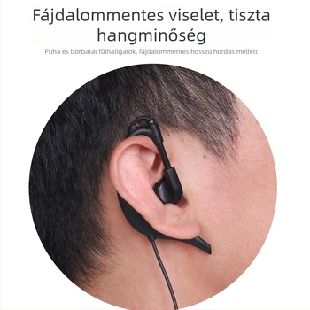 Walkie-Talkie fejhallgató-kábel, fülbe akasztott kialakítás, univerzális K-head kompatibilitás, gumírozott anyag, csúszásmentes, elem nélküli