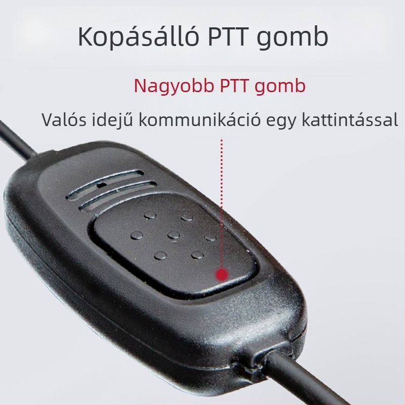 Walkie-Talkie fejhallgató-kábel, fülbe akasztott kialakítás, univerzális K-head kompatibilitás, gumírozott anyag, csúszásmentes, elem nélküli