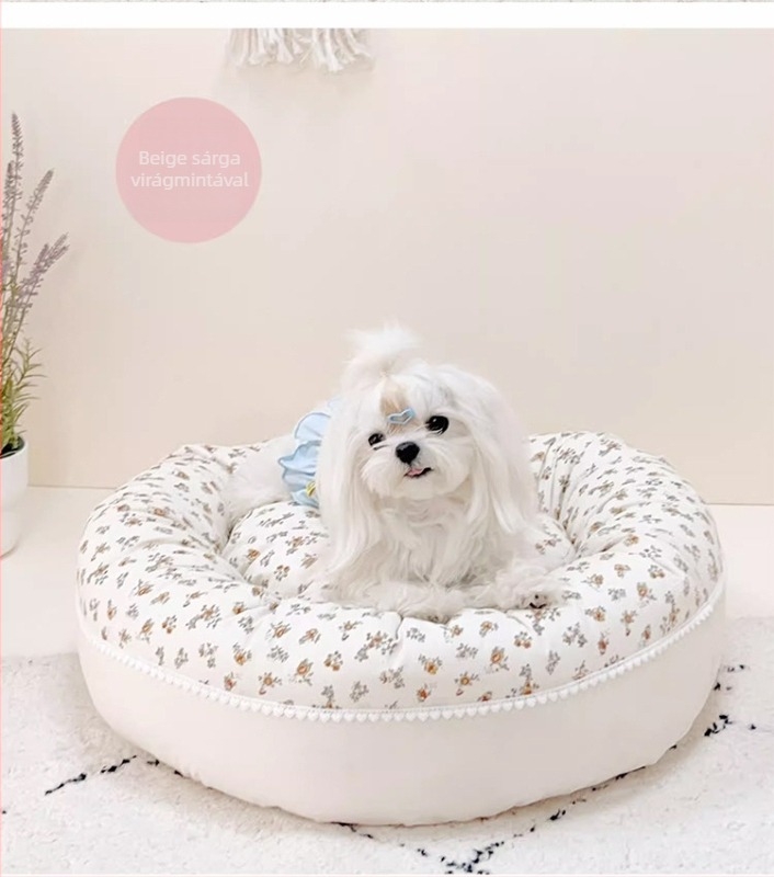 Polaroid kisállatfészek kutyáknak – négy évszakos, leválasztható és mosható, anyag: vászon