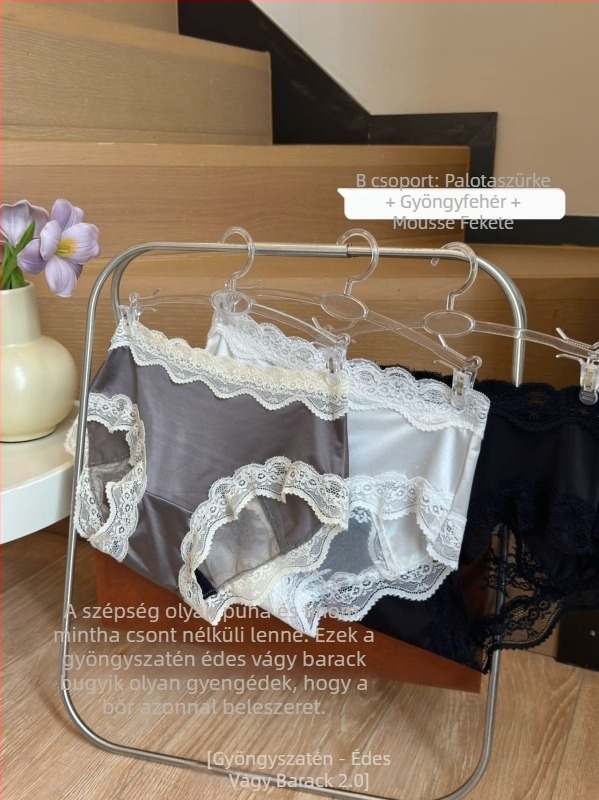 Francia stílusú csipkés hálózatos női alsónemű, szexi átlátszó részletekkel és vékony pántokkal, könnyű luxus, elegáns megjelenés, ajándék dobozban