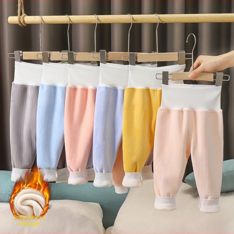 Baba téli fleece-bélés nadrág, magas derekú, 1–3 éveseknek, poliészter anyag