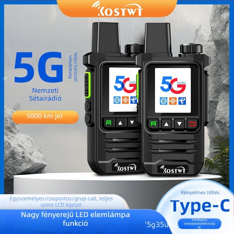 Keshengtong kézi interkom rádió, 16 csatorna, LiPo 1800 mAh akkumulátor, porálló, kijelzővel, hatótáv 1,5–3 km