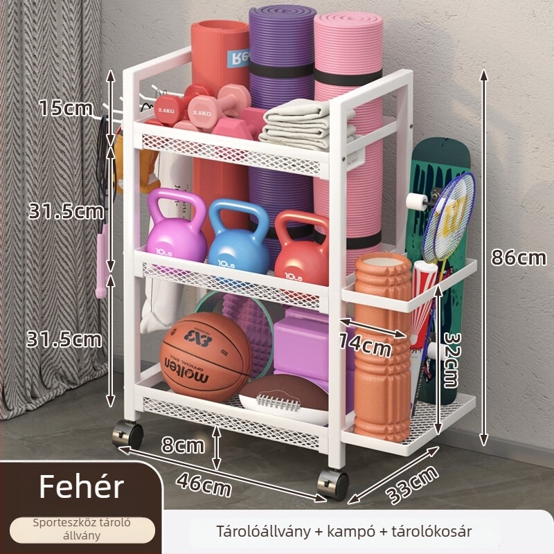 Fitneszberendezés tárolókosár, modell ZA, vasból készült, minimalista stílus, 1 darab