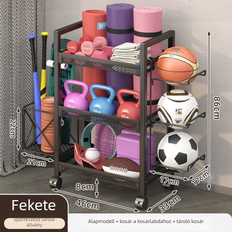 Fitneszberendezés tárolókosár, modell ZA, vasból készült, minimalista stílus, 1 darab