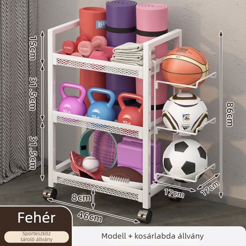 Fitneszberendezés tárolókosár, modell ZA, vasból készült, minimalista stílus, 1 darab