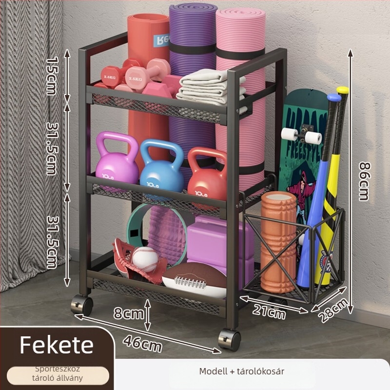 Fitneszberendezés tárolókosár, modell ZA, vasból készült, minimalista stílus, 1 darab