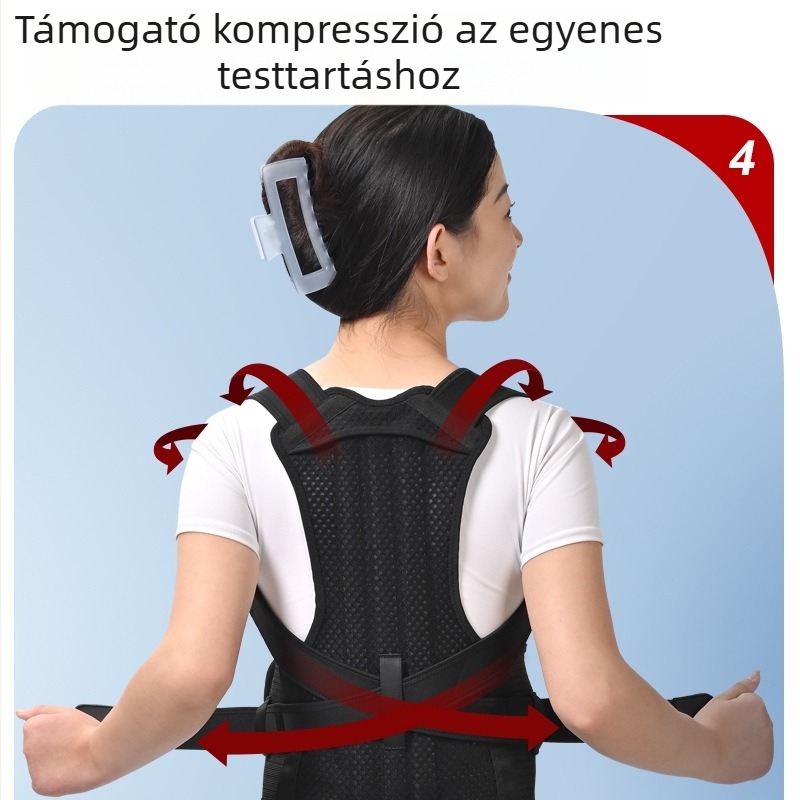 Légáteresztő tartásjavító mellény acéllemezes hát-támogatással, felnőtteknek, tiniknek és gyerekeknek
