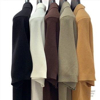 Mulberry selyem nyári felső férfiaknak Seagull galléros, rövid ujjú, karcsú szabású, casual, Ice Silk és Tencel kötött