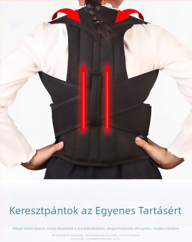 Gyermekek számára készült testtartás-korrekciós hátrögzítő pántokkal, ragasztó szíjakkal, anti-hunchback, nyújtó hátsó támasz — Modell LK-0041, 2021