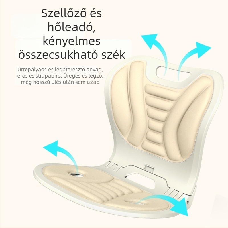 Deréktámaszos összecsukható irodai szék – ergonómikus párnázattal hosszú üléshez, kifózis elleni védelem, Jingmeifu P23, 2024-10