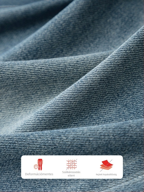 Milk Velvet denim nadrág – magas derekú, széles szárú, pamut-elasztán (50–70% pamut, <30% elasztán), vasalásmentes felület