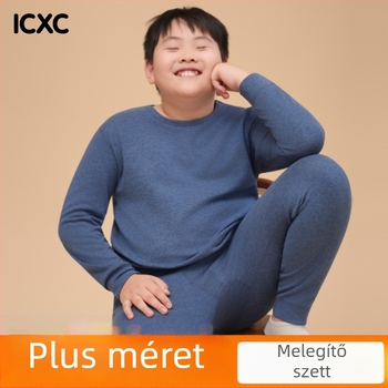 Plusz méretű fiú téli termo felső-alsó készlet, laza szabás, poliészter anyag, 8 évesnél idősebb gyermekeknek