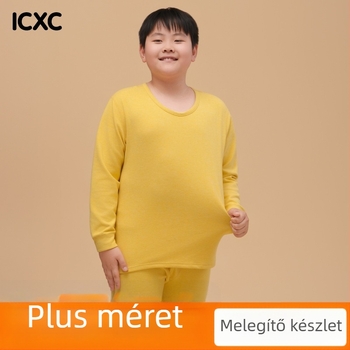 Plusz méretű fiú téli termo felső-alsó készlet, laza szabás, poliészter anyag, 8 évesnél idősebb gyermekeknek