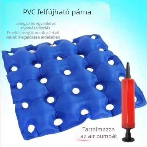 Felfújható kerekesszék ülőpárna csípő-zóna támogatással, közel négyszögletes forma, 6+ masszázsfej légnyomásos masszázzsal, egyfokozatú vezérlés, PU bőr borítás.