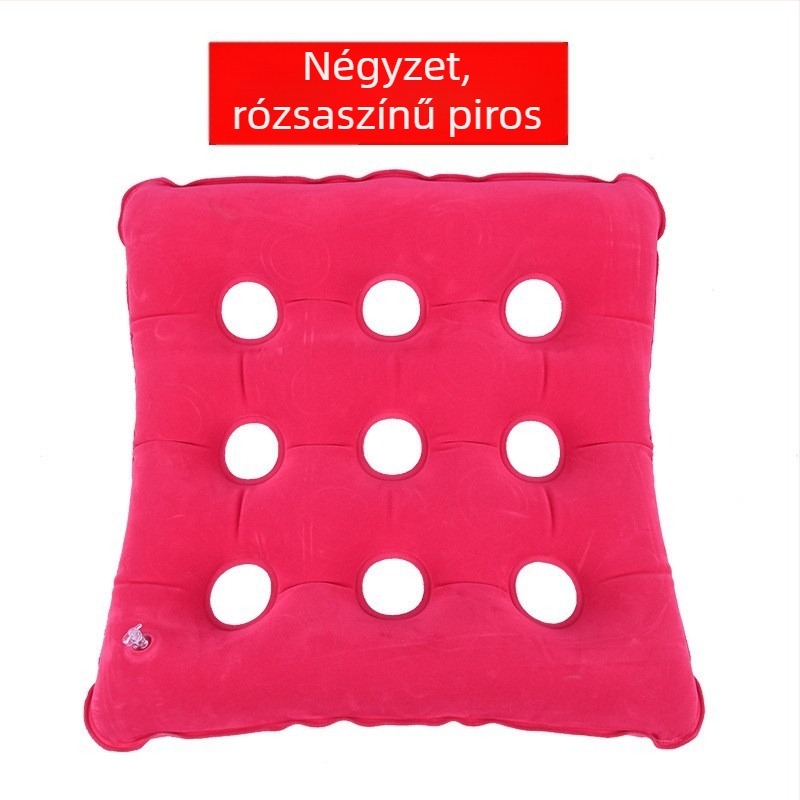 Felfújható kerekesszék ülőpárna csípő-zóna támogatással, közel négyszögletes forma, 6+ masszázsfej légnyomásos masszázzsal, egyfokozatú vezérlés, PU bőr borítás.