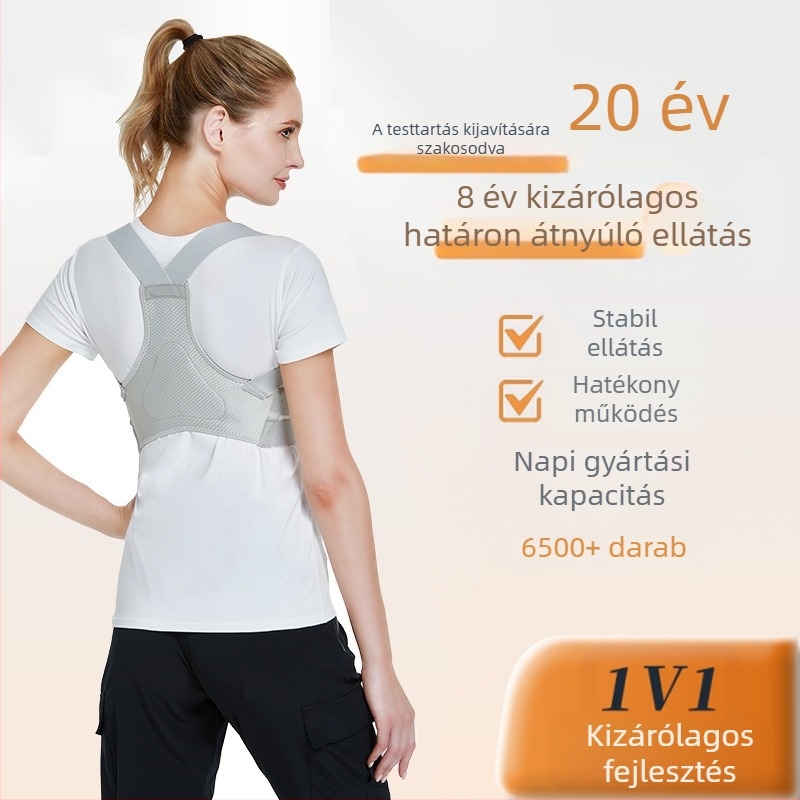 Tartásjavító öv - Uniszex, Kivehető háromszög alakú párna, Nyitott vállak, Magas rugalmasság, Személyre szabott gyártás