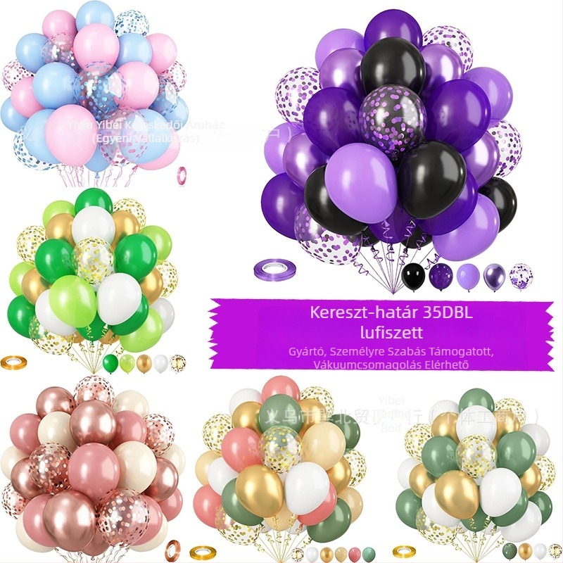 Latex dekoratív kerek lufik készlet – logó nélkül; alkalmas karácsonyra, Valentin-napra és kínai Valentin-napra